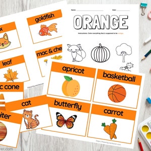 Cartes-éclair sur les couleurs (ORANGE) pour le préscolaire et la maternelle