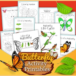 Butterfly Printable Worksheets for Kids - Educational Activities & Worksheets for Preschool, Kindergarten, 1st Grade