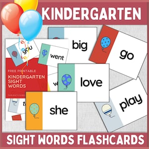 Kindergarten Sight Words Flashcards - Educational Kindergarten Flash Cards