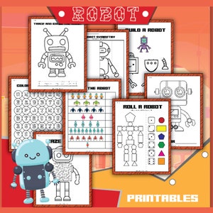 Robot Worksheet Printables for Kids - Educational Activities & Worksheets for Preschool, Kindergarten, 1st Grade