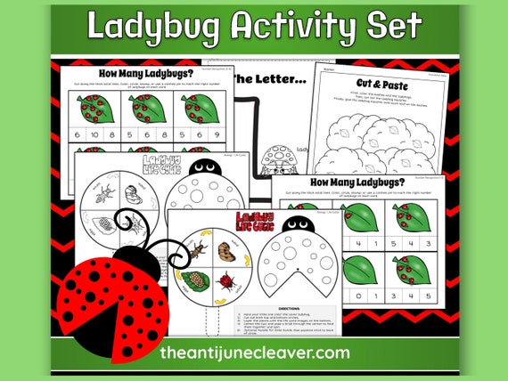 Ladybug Printable Worksheets for Kids Educational Activities - Etsy