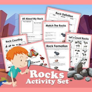 Rock Printable Worksheets - Geology Educational Activities for Kids Who Love Rocks - Kindergarten, Preschool, 1st Grade