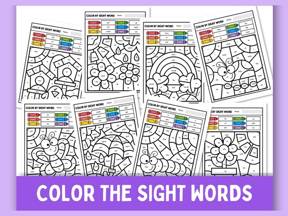 Kindergarten Sight Words Printable Worksheets for Kids - Etsy