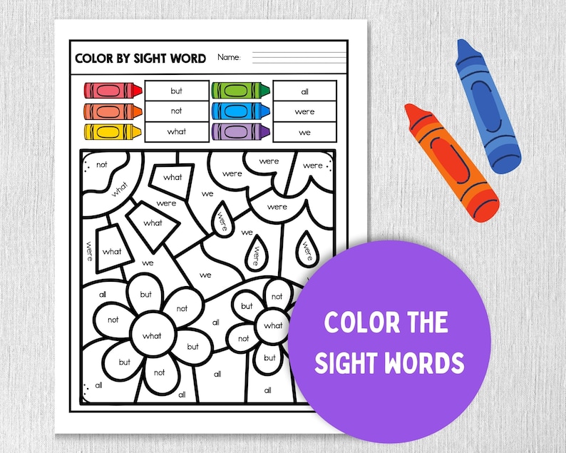 Kindergarten Sight Words Printable Worksheets for Kids | Etsy