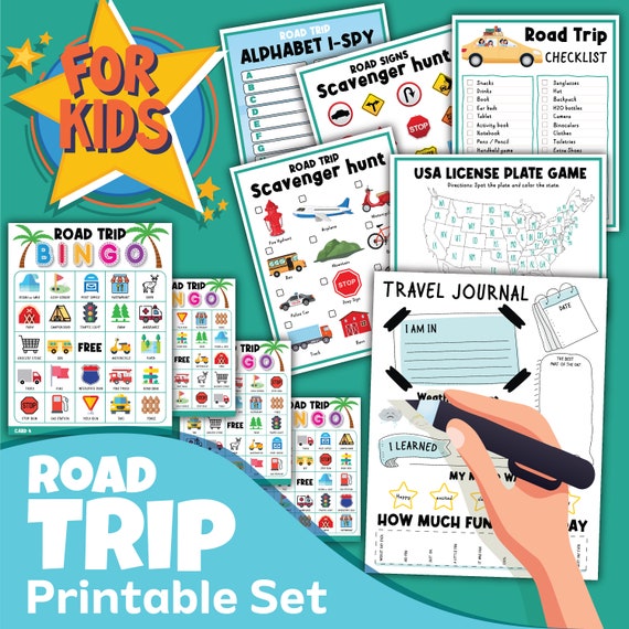 road trip printable games activities for kids etsy