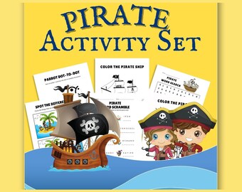 Pirate Printables Activity Set - Fun and educational worksheets for Preschool, Kindergarten, and 1st Grade