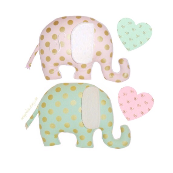 Items similar to Personalized Baby Elephant Nursery Pillow / Mint Green