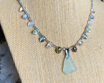 Nautical Seaside Genuine Blue Sea Glass Necklace, Authentic Beach Glass, Blue, Seafoam, Green, Coastal Beach Jewelry, Mermaid Necklace