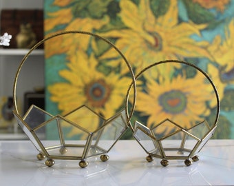 Brass and Glass Decorative Baskets