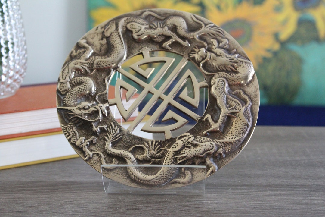 Brass Dragon Trivet Wall Art Asian Longevity Etsy