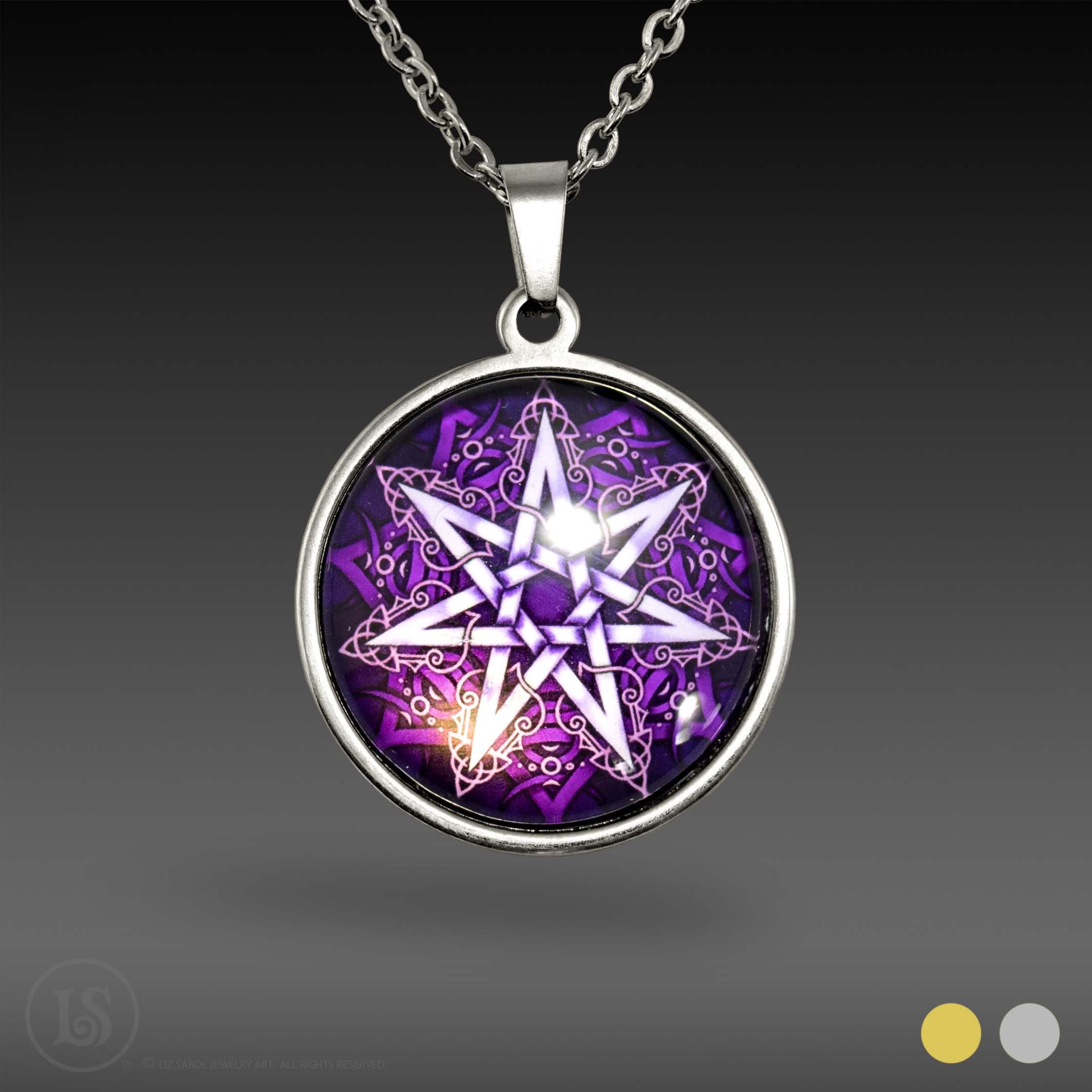 Interlocking Purple Septagram - 7 Pointed Star Symbol