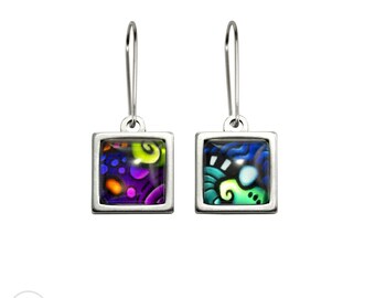 Boucles D'oreilles Design Abstrait En Zinc - Marque Concepts & Co., Couleur Argent