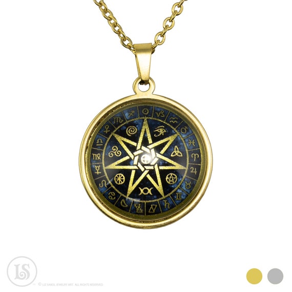 Astrologic Septagram - 7 Pointed Star Symbol Pendant, Large
