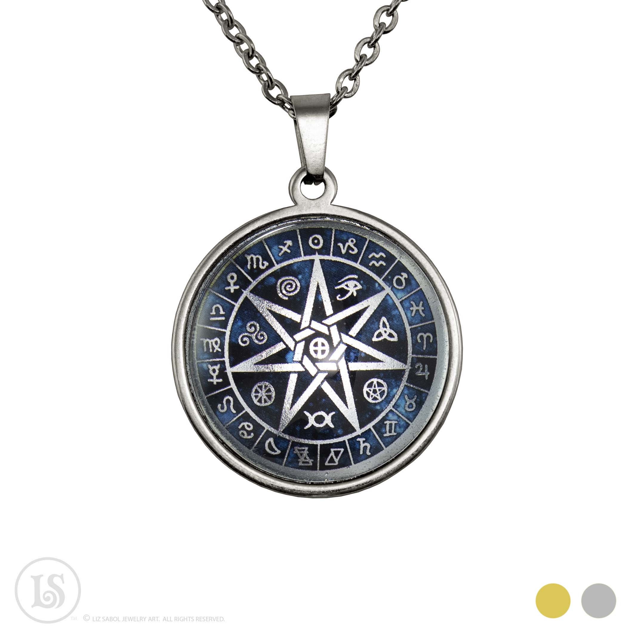 Astrologic Septagram - 7 Pointed Star Symbol Pendant, Large