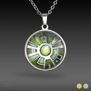 Celestial Radial Aztec Pendant, Silver or Gold Tone, Glass and stainless steel