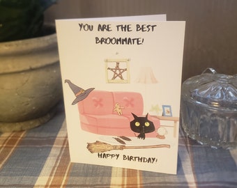 Best Broommate, Birthday Card, Blank Card, Pagan, Wiccan, Witch,