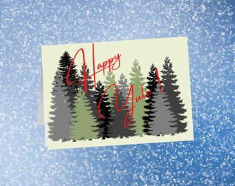 Happy Yule Card, Card Printable, Blank Card, Downloadable, Winter solstice