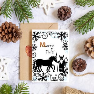 Merry Jul Card: Odin & Sleipnir Pagan Yule (PDF Printable)