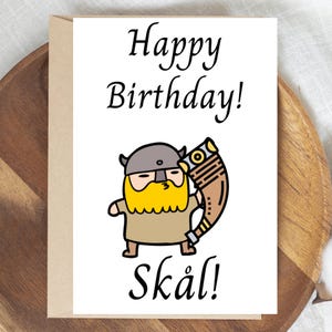 Viking Birthday Card: Skal! Heathen Design (PDF Printable)