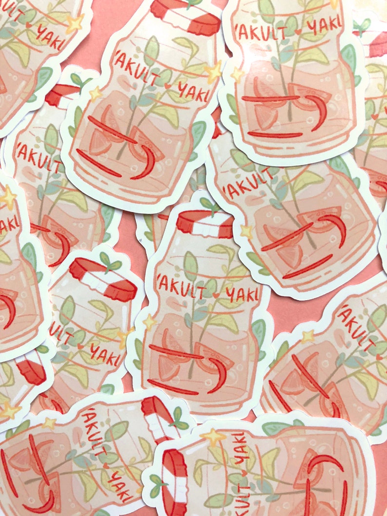 Yakult and Calpico Pastel Stickers Etsy