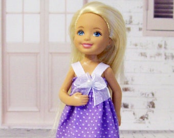 Handmade Lavender Doll Dress for 5.5" Little Sister Doll