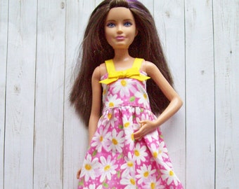 Handmade 10.5 inch Fashion Sister Doll Clothes -  Pink Daisy Doll Dress