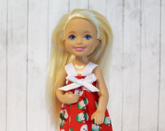 5.5" Fashion Sister Doll Clothes , Red Snowman Dress , Last One