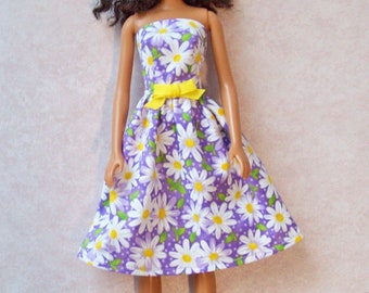 Handmade 11.5" Fashion Doll Clothes, Purple Daisy Dress