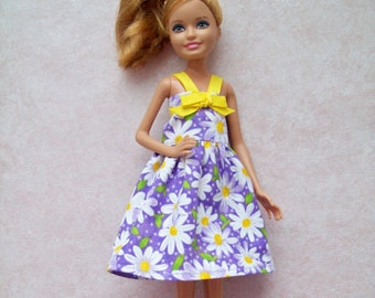 Handmade 9" Fashion Doll Purple Daisy Dress