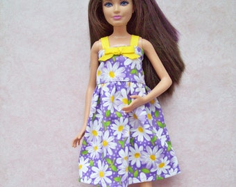 Handmade 10.5" Fashion Doll Clothes , Purple Daisy Dress