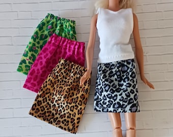 Handmade Fashion Doll Animal Print Skirt , Aline Skirt , Your Color Choice