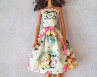 Handmade 11.5" Fashion Doll Clothes -  Kitty Cat Dress