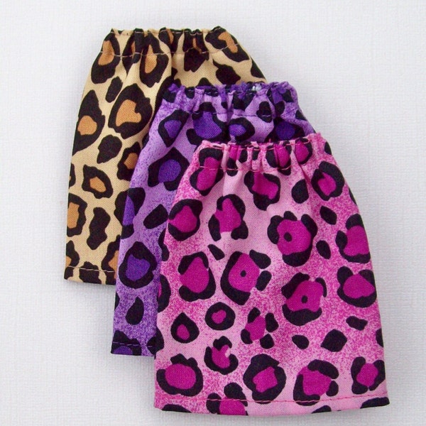 Handmade 11.5 " fashion doll clothes  -  Animal print cotton fabric pencil skirt , your choice of color.