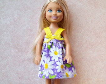 Chelsea doll , lavender daisy dress, handmade