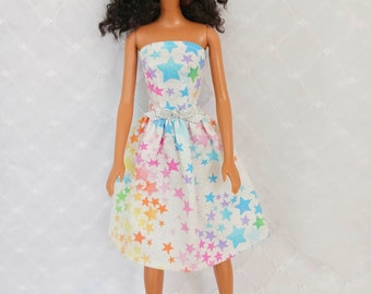 Handmade 11.5" Fashion Doll Clothes, Sparkle Glitter Star Dress Dress