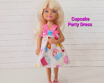 Cupcake Party Dress  , 5.5" Doll Clothes , Handmade