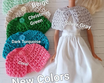 Handmade Crochet 11.5 " Fashion Doll Cape , Your Choice of Color