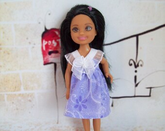 Handmade, 5.5" Fashion Doll Clothes,  Lavender Sparkle Dress