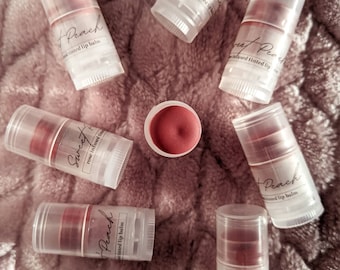 Sweet Peach | a deep red and pink tinted lip balm | made with rose infused sunflower oil | Mini Lip Balm