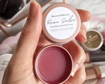 Rose Salve | Herbal Infused All-purpose Salve | All-natural Skincare | Lip and Cuticle Care .5oz