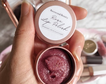 Rose Lip Polish | Herbal Infused Lip Polish | Rose Sugar Lip Scrub | Organic All-Natural Skincare .5oz