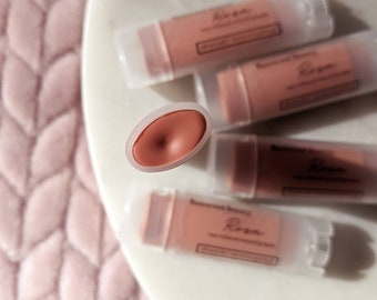 Rosa | a light nude pink shimmer tinted lip balm | made with rose infused sunflower oil