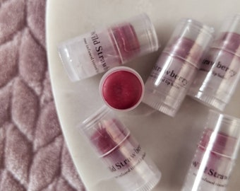 Wild Strawberry Lip & Cheek Tint | Bright Pink Red | Rose Infused Sunflower Oil | Mini
