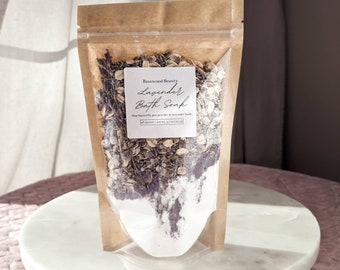 Lavender Bath Soak | Blue Butterfly Pea Powder & Lavender Buds | Coconut Milk Base | Spa Gift