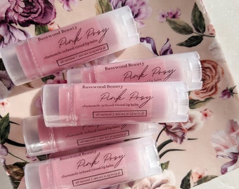 Pink Posy | a bright pink tinted lip balm | made with chamomile infused sunflower oil