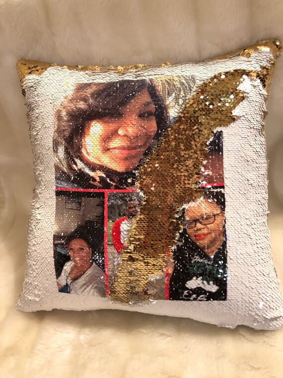 Sequin Collage Photo Pillow Custom Printed Pillow Perfect Etsy
