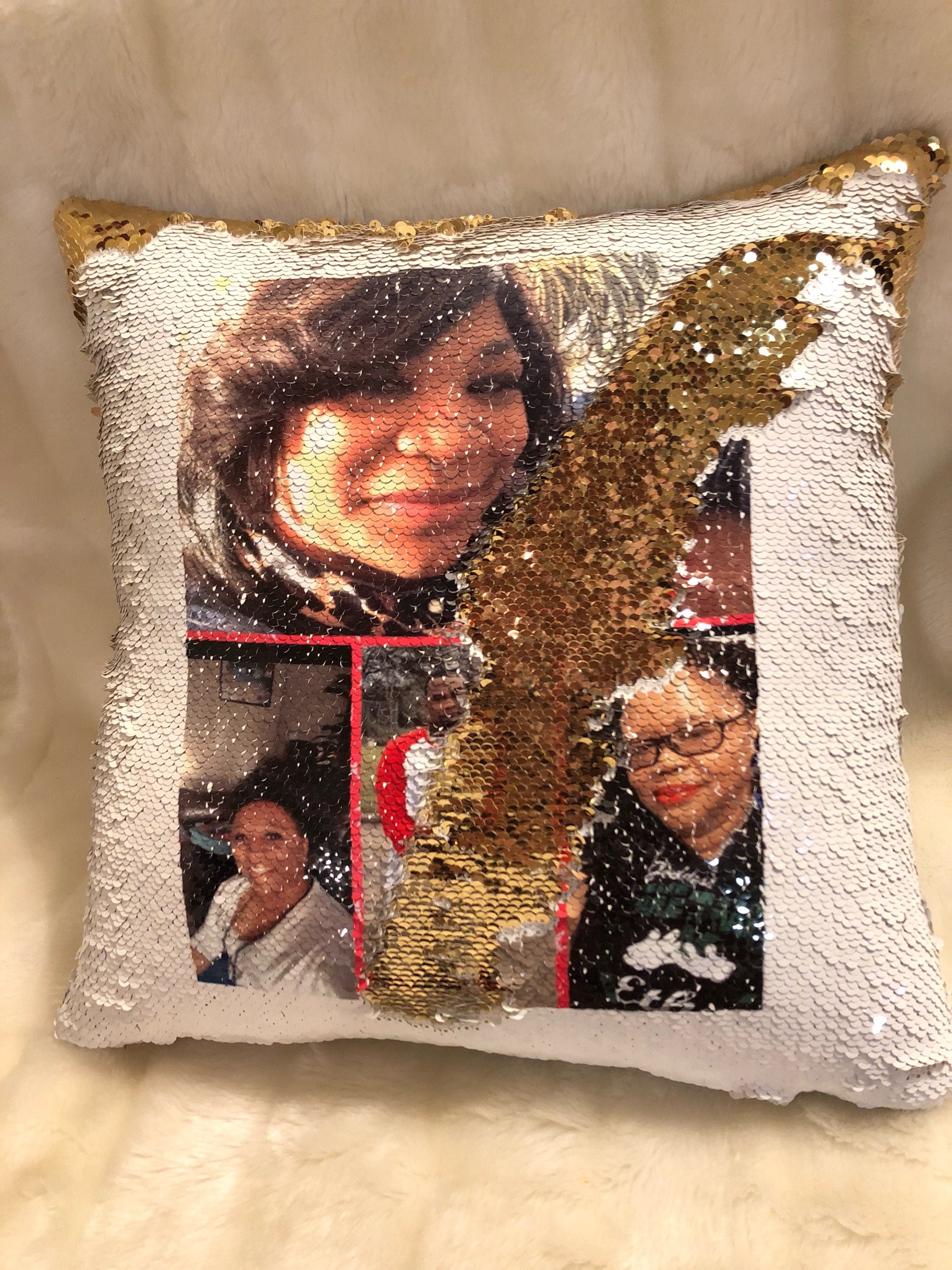 Sequin Collage Photo Pillow Custom Printed Pillow Perfect Etsy