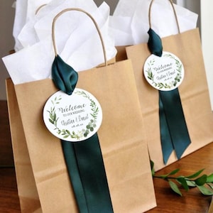 Welcome Bag for Wedding/Hotel Guests Customized with Your Ribbon Color and Unique Name Tag