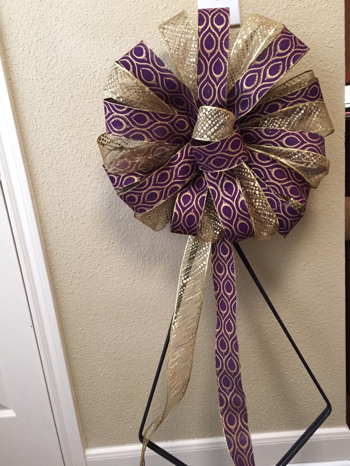 Purple and Gold Christmas Tree Bow Topper Etsy