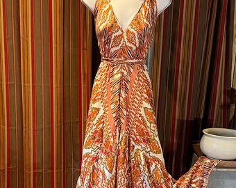 Boho Ruffle Long Dress, Hippie Dress, Open back Dress, Bohemian Festival  Ethnic Dress, Boho Chic Dress, Beach Halter Ruffle Gypsy Dress